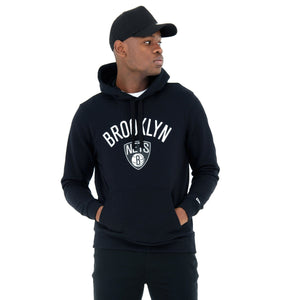 Brooklyn Nets Logo Hoodie NBA New Era Schwarz - STADIUMDREAMS