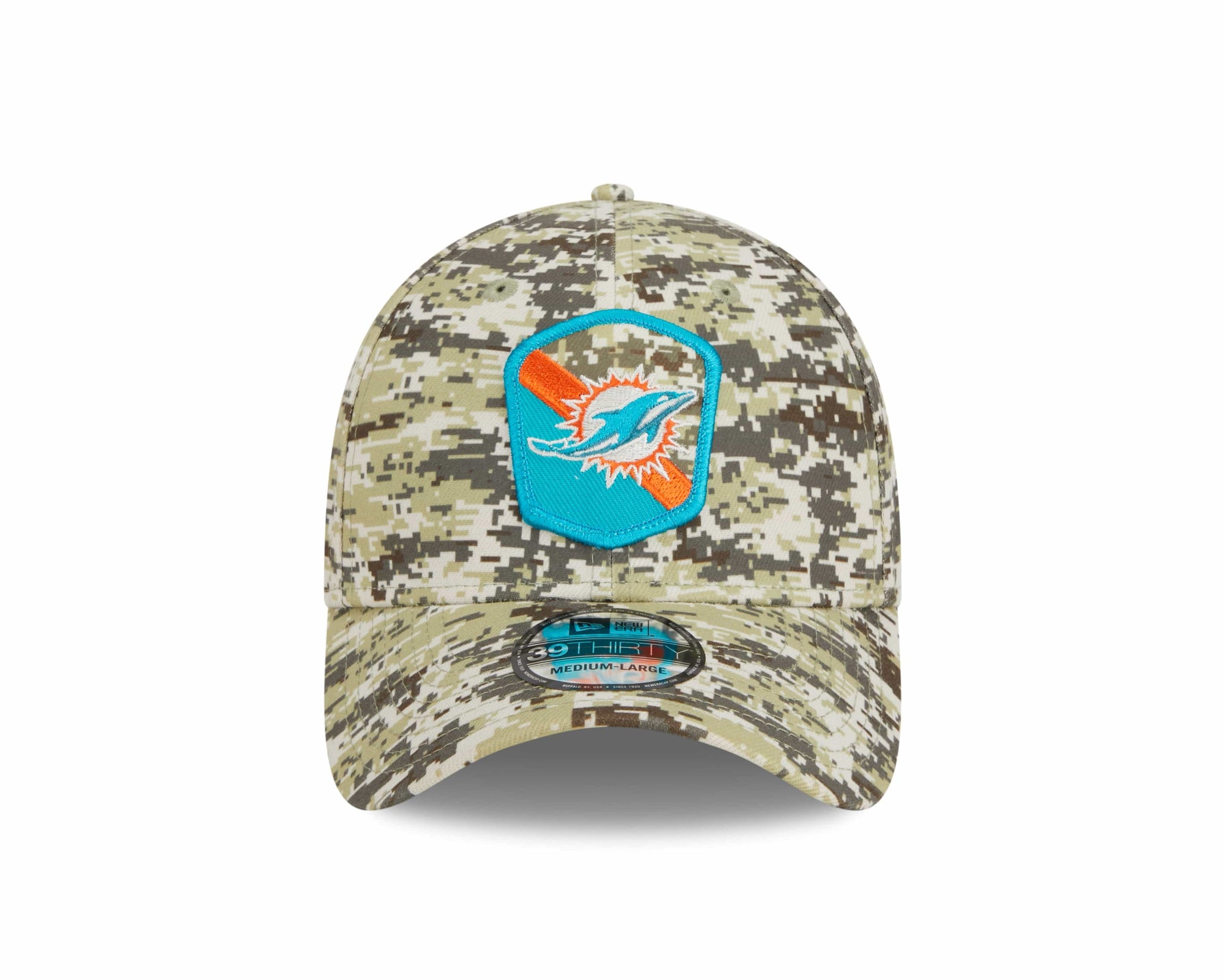 Miami Dolphins 2023 NFL Salute to Service New Era 39Thirty Flex Cap Camouflage - STADIUMDREAMS