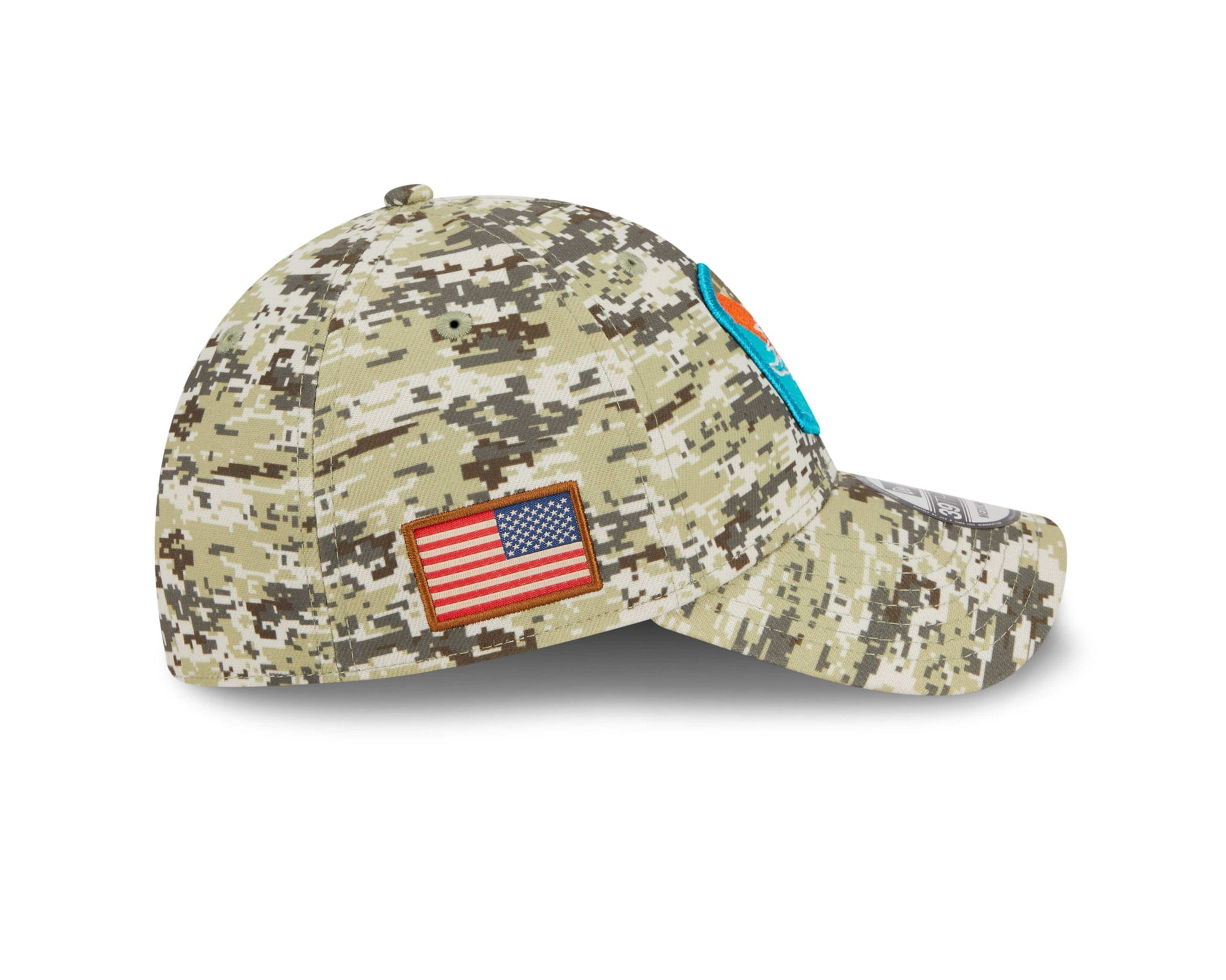 Miami Dolphins 2023 NFL Salute to Service New Era 39Thirty Flex Cap Camouflage - STADIUMDREAMS