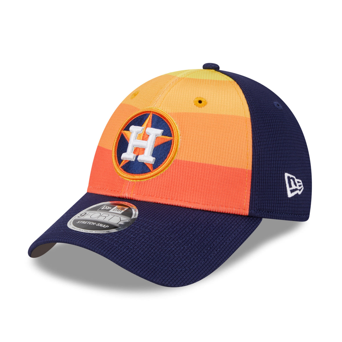 Houston Astros New Era 2025 MLB Batting Practice 9FORTY Stretch Snap Cap Navy - STADIUMDREAMS