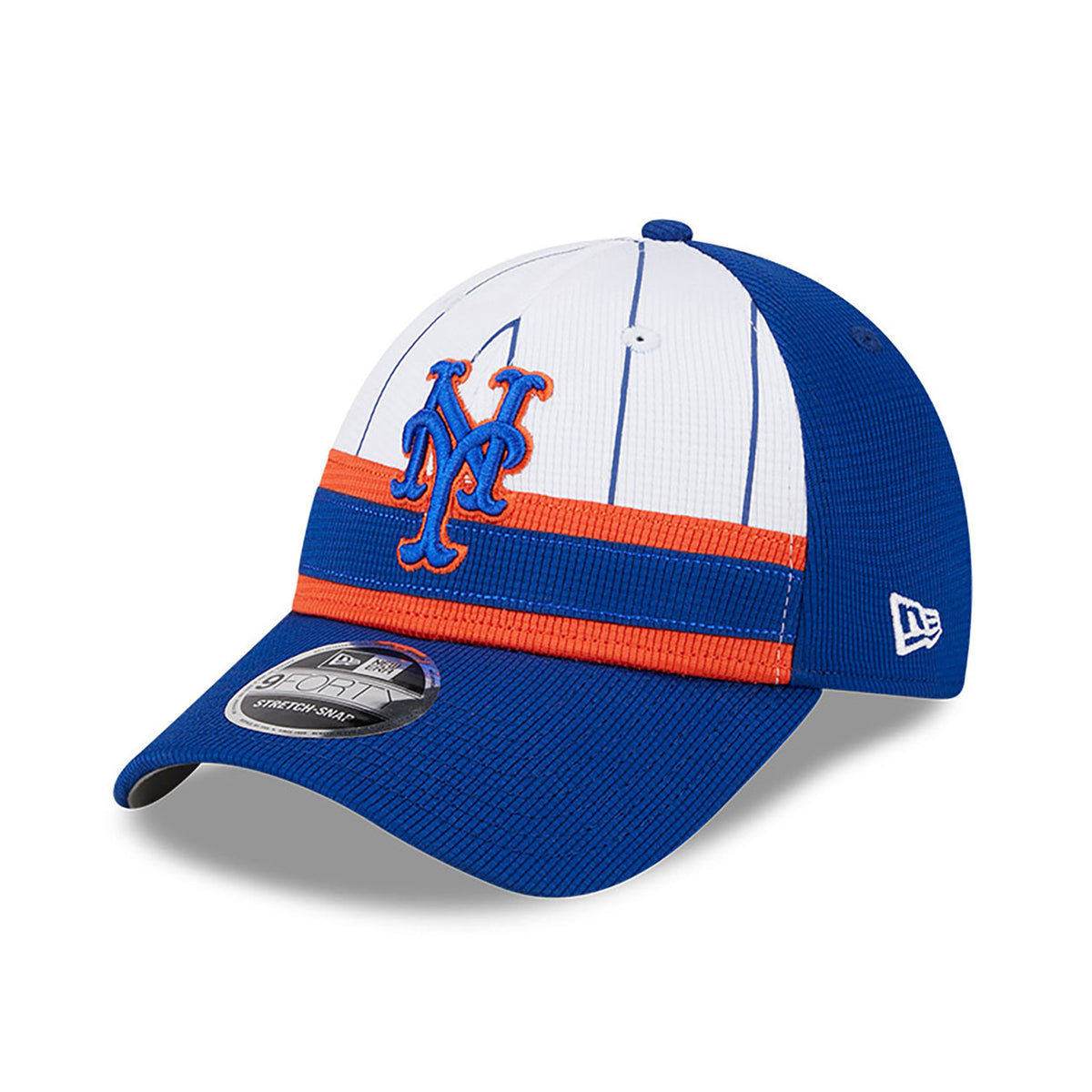 New York Mets New Era 2025 MLB Batting Practice 9FORTY Stretch Snap Cap Blau - STADIUMDREAMS