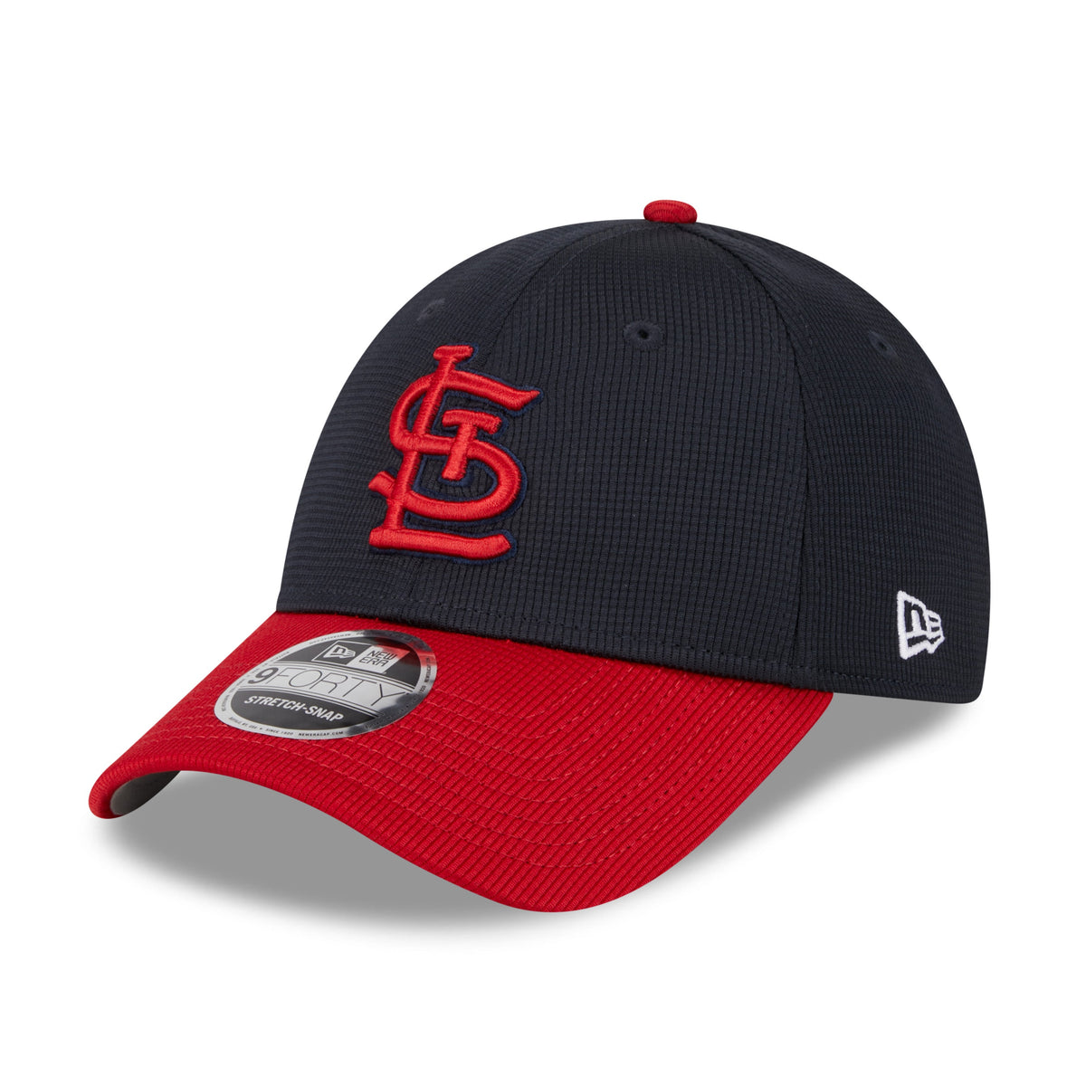 St. Louis Cardinals New Era 2025 MLB Batting Practice 9FORTY Stretch Snap Cap Rot - STADIUMDREAMS