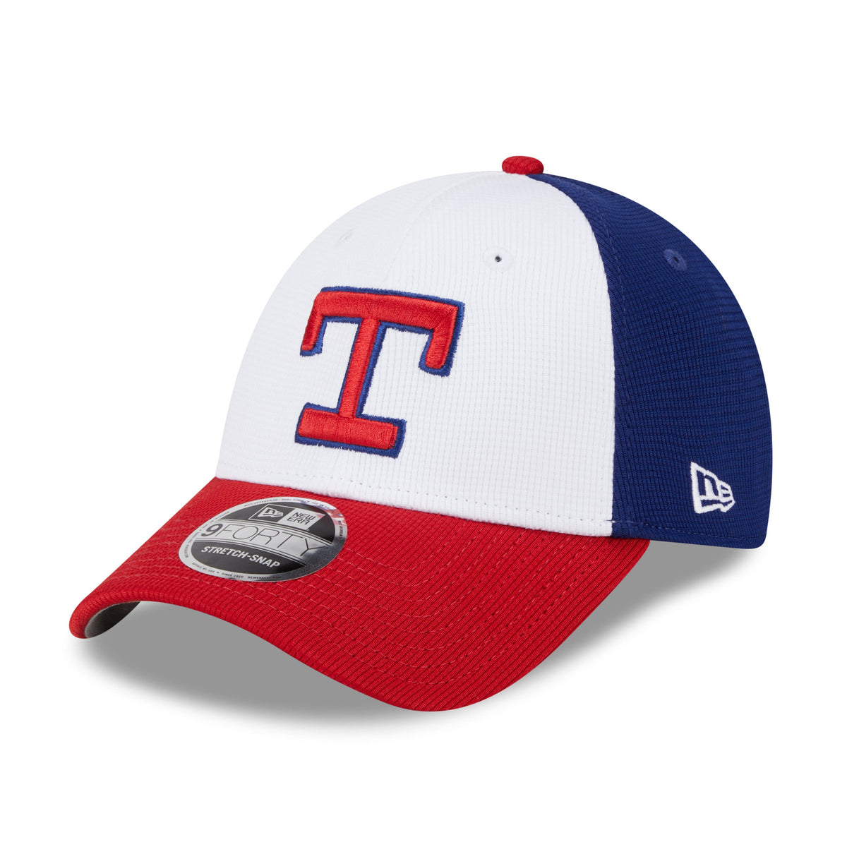 Texas Rangers New Era 2025 MLB Batting Practice 9FORTY Stretch Snap Cap Blau - STADIUMDREAMS