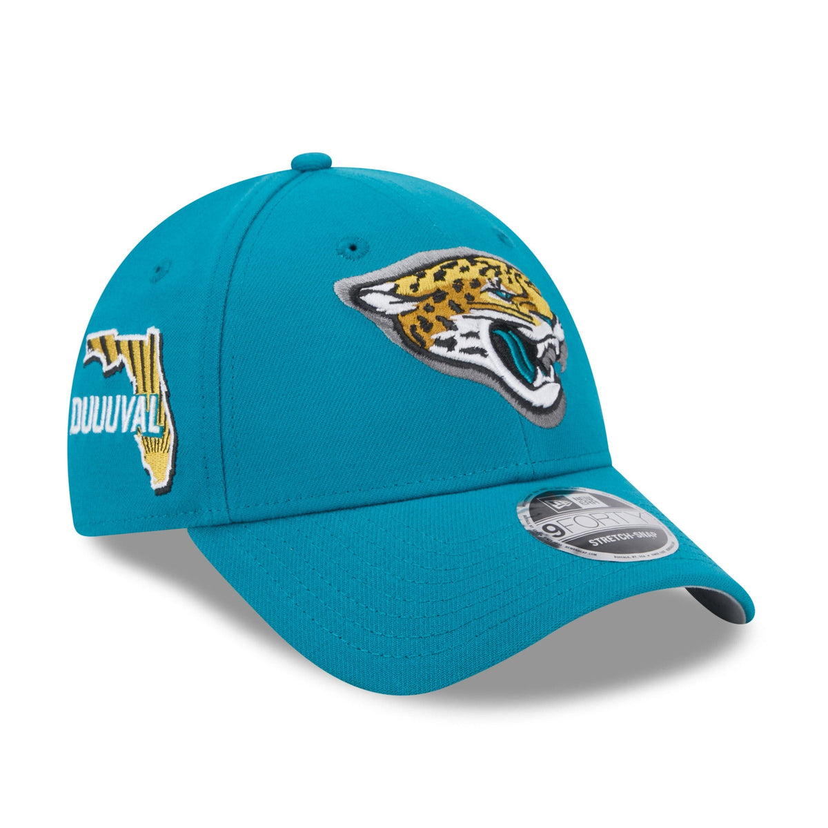 Jacksonville Jaguars New Era NFL 2024 Draft 2024 9Forty Stretch-Snap Cap Türkis - STADIUMDREAMS