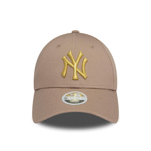 New York Yankees Woman New Era Metallic Logo 9Forty MLB Cap Beige - STADIUMDREAMS