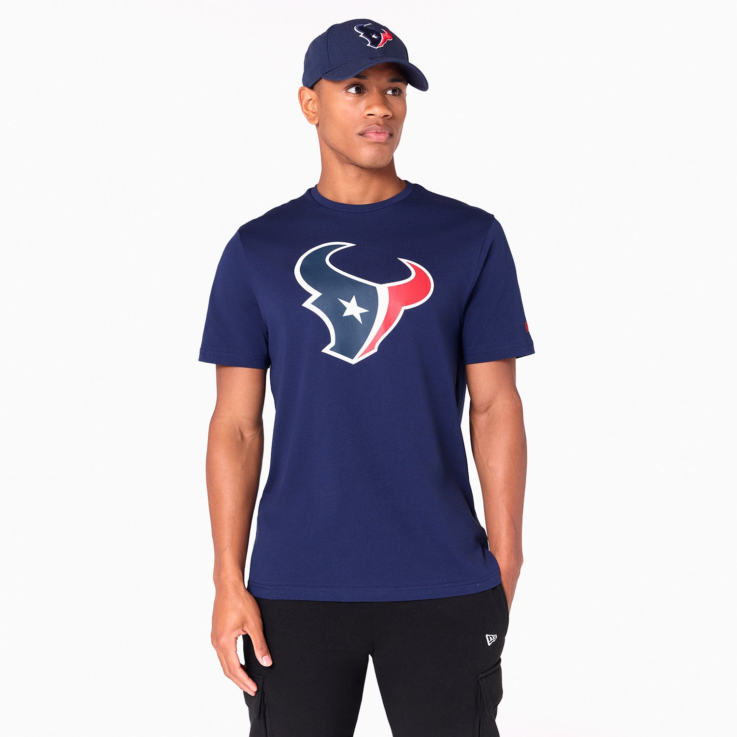 Houston Texas Team Logo New Era NFL T-Shirt Navy Blau
