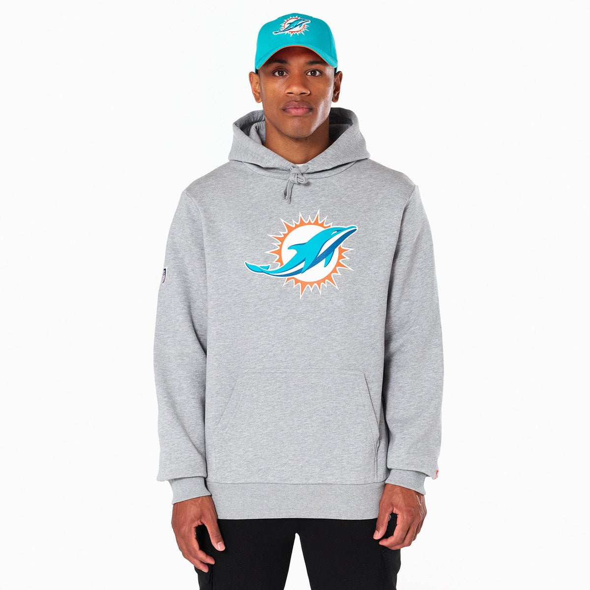 Miami Dolphins Logo Hoodie NFL New Era Grau - STADIUMDREAMS