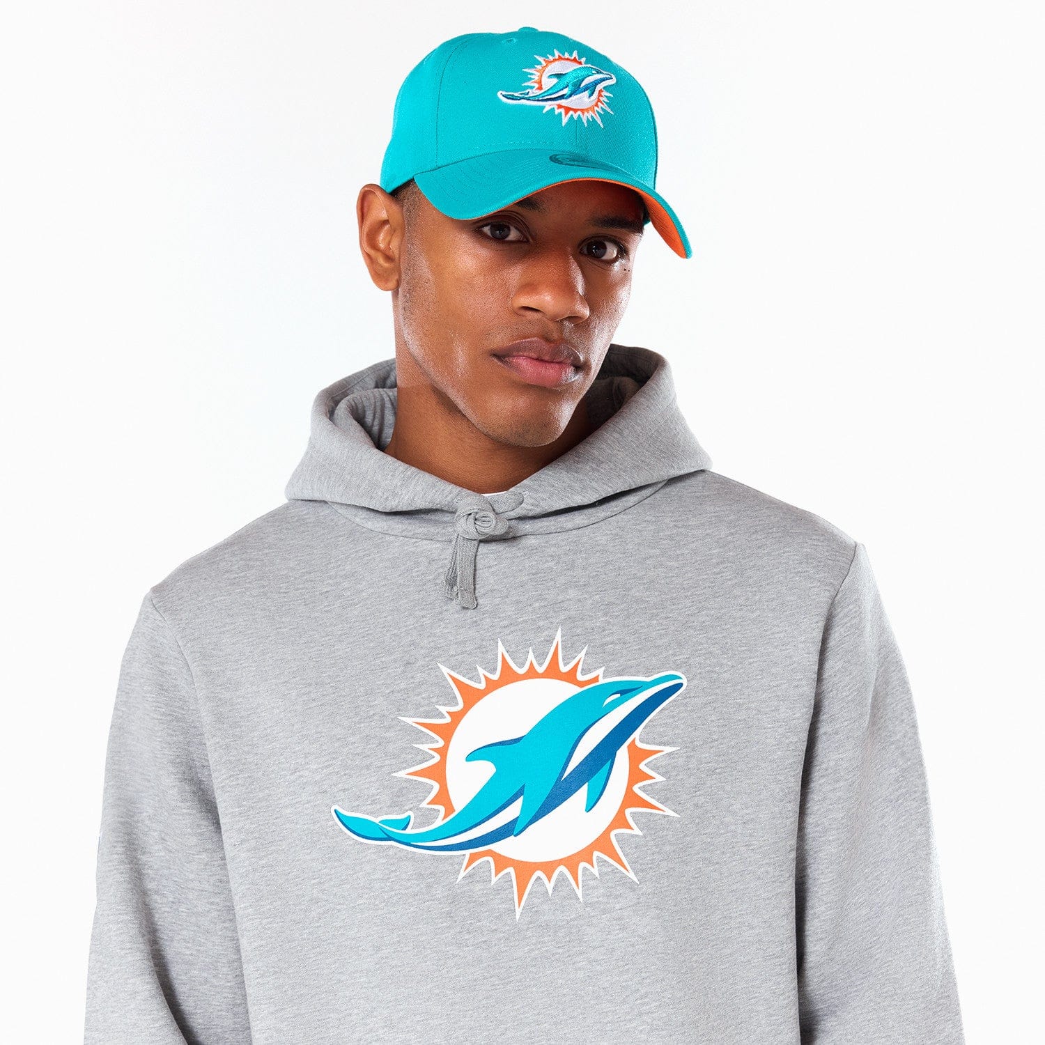 Miami Dolphins Logo Hoodie NFL New Era Grau - STADIUMDREAMS