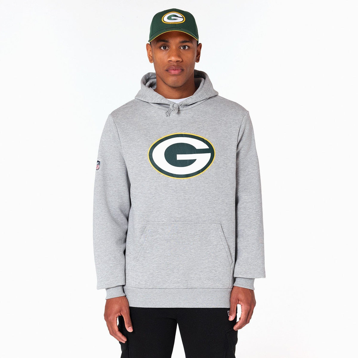 Green Bay Packers Logo Hoodie NFL New Era Grau - STADIUMDREAMS