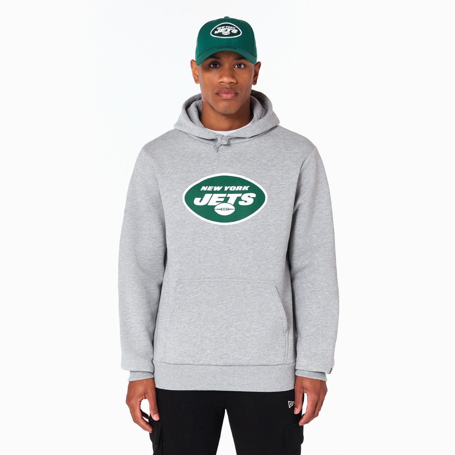 New York Jets Logo Hoodie NFL New Era Grau - STADIUMDREAMS