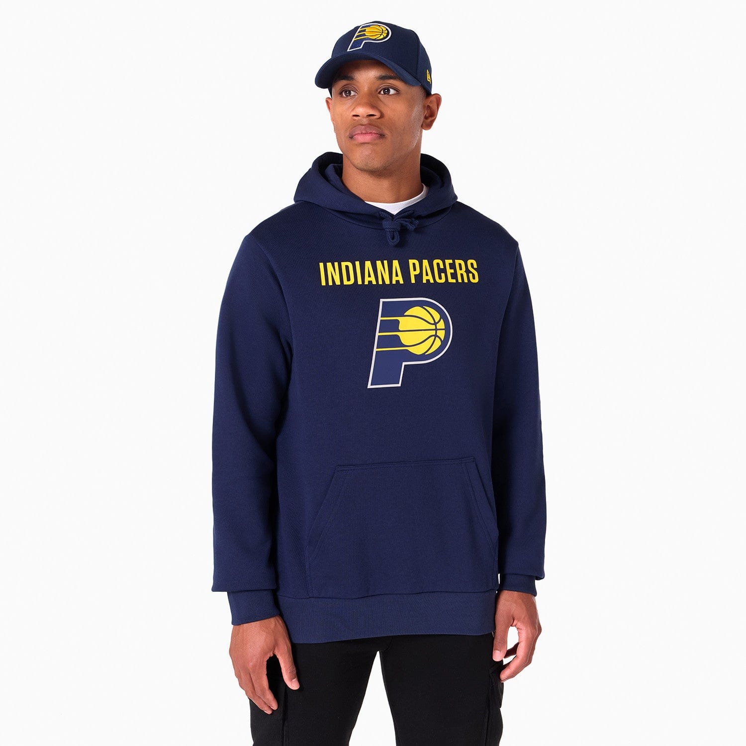 Indiana Pacers Logo Hoodie NBA New Era Navy - STADIUMDREAMS