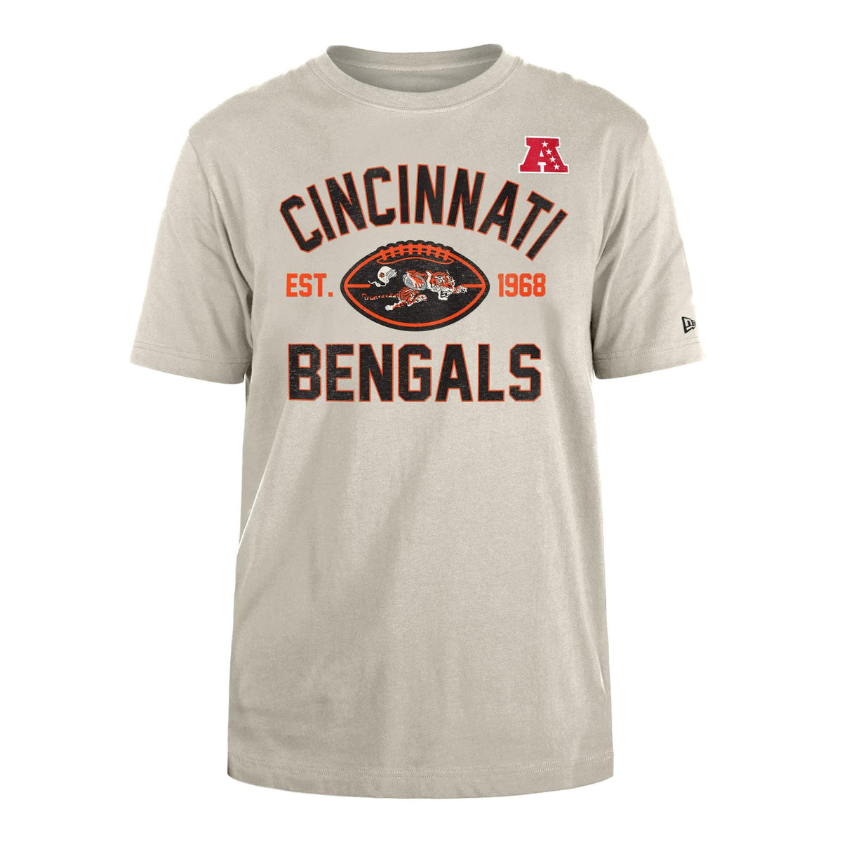 Cincinnati Bengals Historic 2024 New Era 3rd Down NFL T-Shirt Beige - STADIUMDREAMS