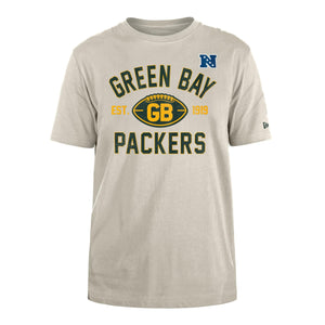 Green Bay Packers Historic 2024 New Era 3rd Down NFL T-Shirt Beige - STADIUMDREAMS