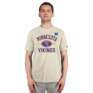 Minnesota Vikings Historic 2024 New Era 3rd Down NFL T-Shirt Beige - STADIUMDREAMS
