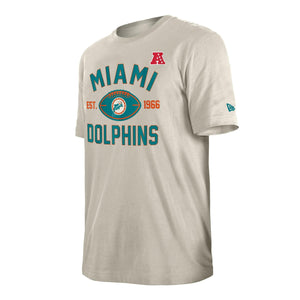 Miami Dolphins Historic 2024 New Era 3rd Down NFL T-Shirt Beige - STADIUMDREAMS