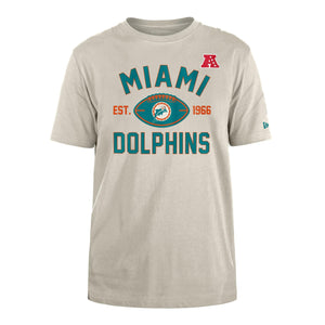 Miami Dolphins Historic 2024 New Era 3rd Down NFL T-Shirt Beige - STADIUMDREAMS