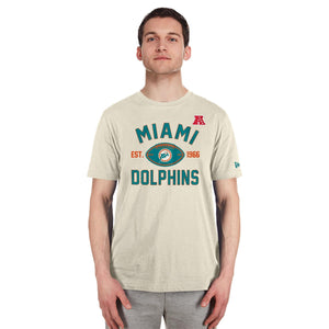 Miami Dolphins Historic 2024 New Era 3rd Down NFL T-Shirt Beige - STADIUMDREAMS