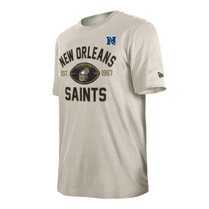 New Orleans Saints Historic 2024 New Era 3rd Down NFL T-Shirt Beige - STADIUMDREAMS