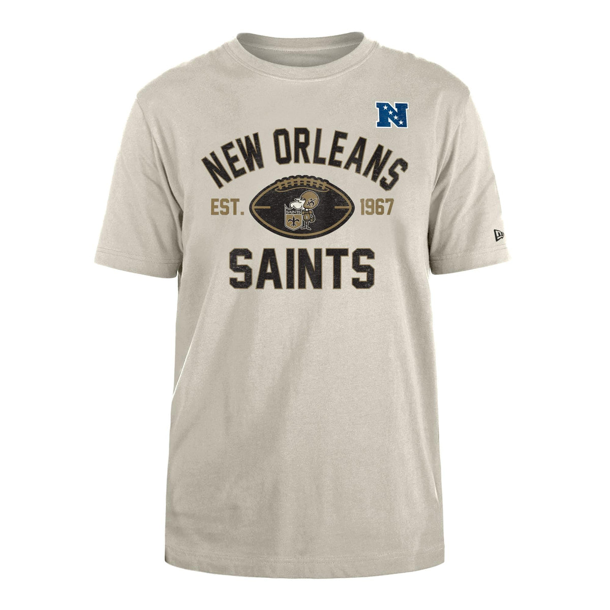 New Orleans Saints Historic 2024 New Era 3rd Down NFL T-Shirt Beige - STADIUMDREAMS