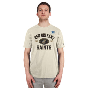 New Orleans Saints Historic 2024 New Era 3rd Down NFL T-Shirt Beige - STADIUMDREAMS
