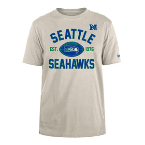 Seattle Seahawks Historic 2024 New Era 3rd Down NFL T-Shirt Beige - STADIUMDREAMS