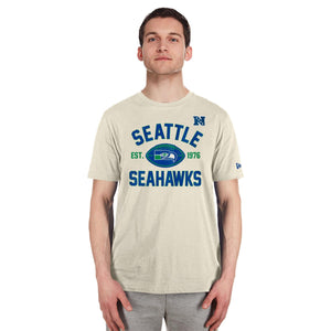 Seattle Seahawks Historic 2024 New Era 3rd Down NFL T-Shirt Beige - STADIUMDREAMS