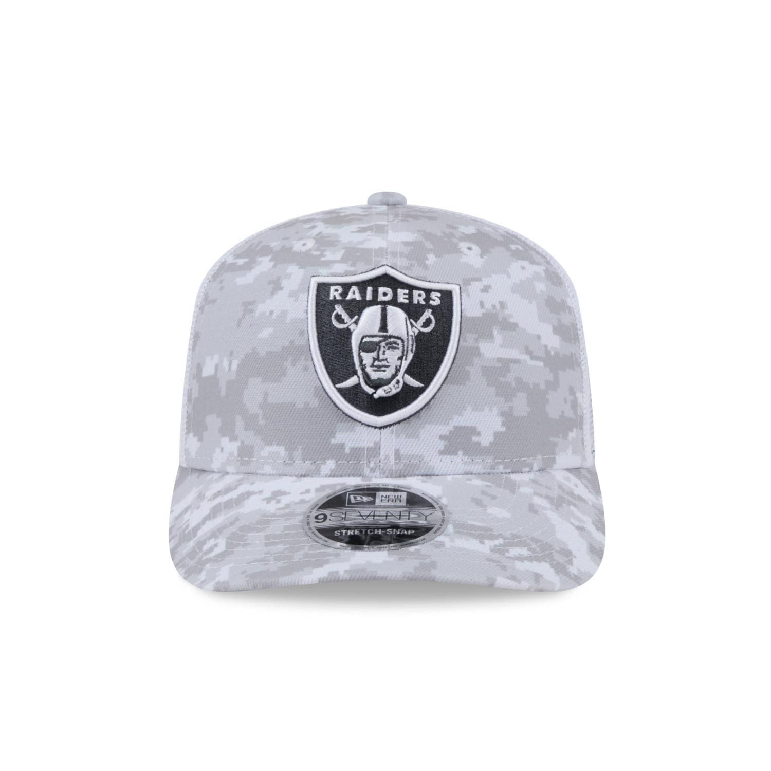 Las Vegas Raiders 2024 NFL Salute to Service New Era Stretch Snap 9SEVENTY Trucker Cap Weiß - STADIUMDREAMS