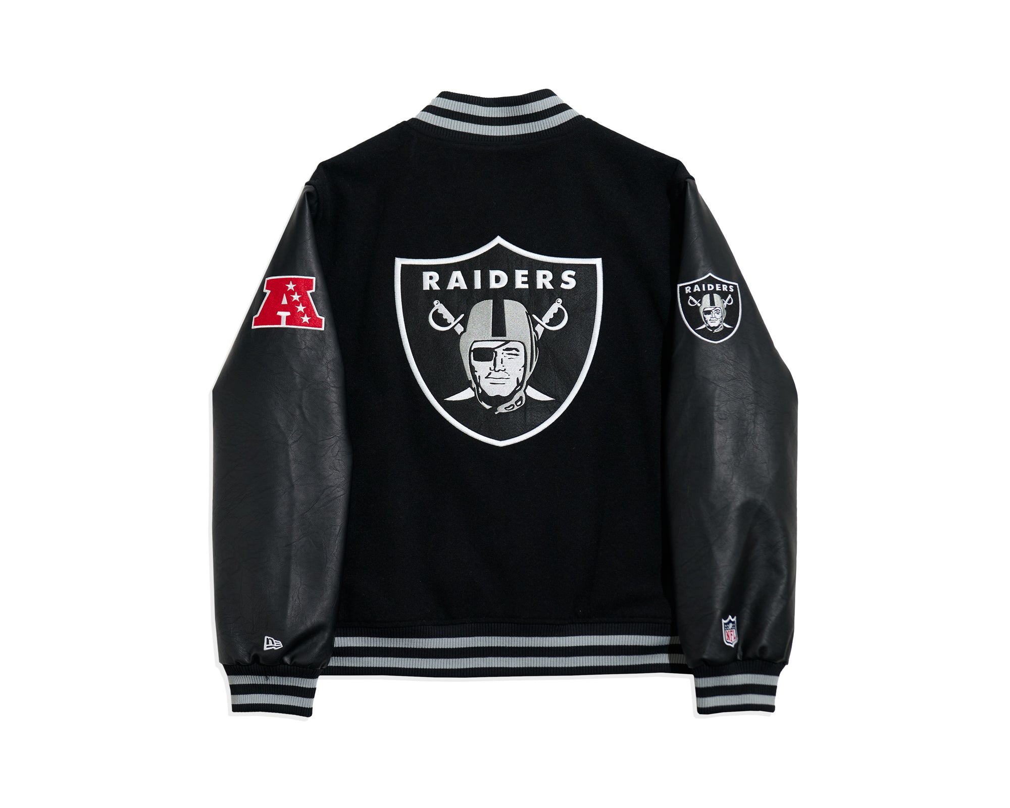 Las Vegas Raiders Premium New Era Varsity NFL College Jacke Schwarz - STADIUMDREAMS