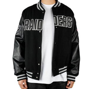 Las Vegas Raiders Premium New Era Varsity NFL College Jacke Schwarz - STADIUMDREAMS