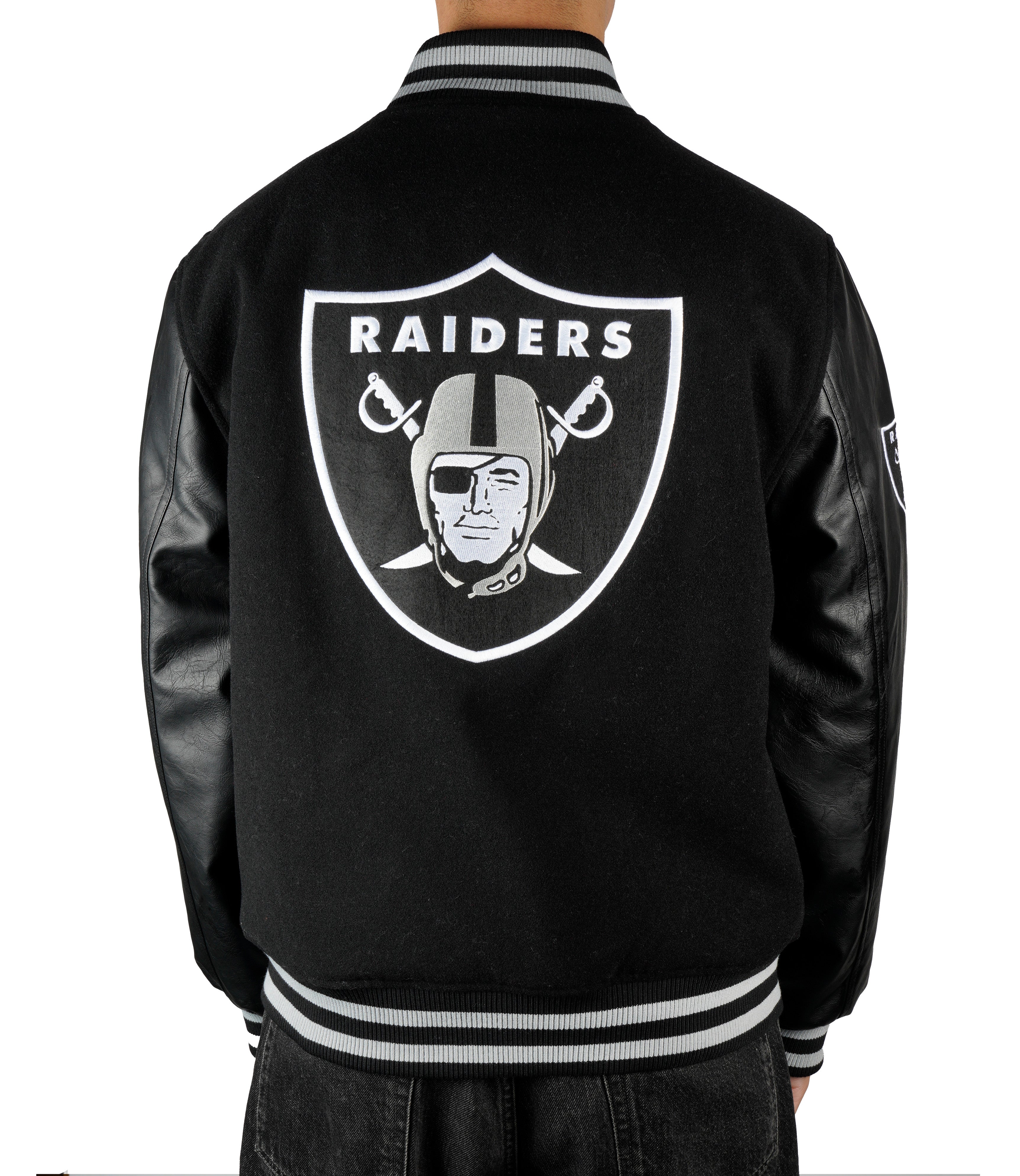 Las Vegas Raiders Premium New Era Varsity NFL College Jacke Schwarz - STADIUMDREAMS