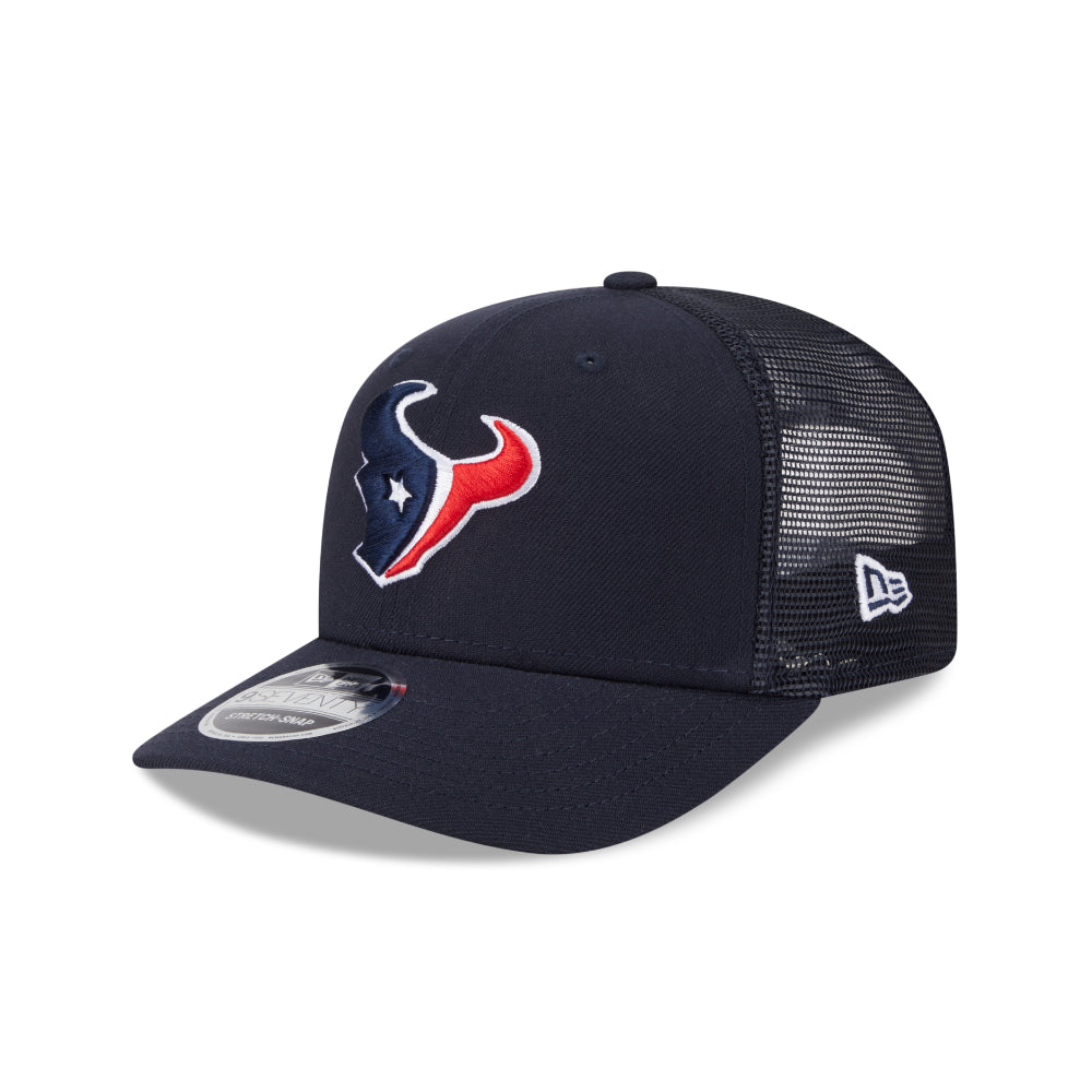 Houston Texans New Era 9SEVENTY Stretch Snap NFL Trucker Cap in Blau mit Logo und Mesh-Einsatz
