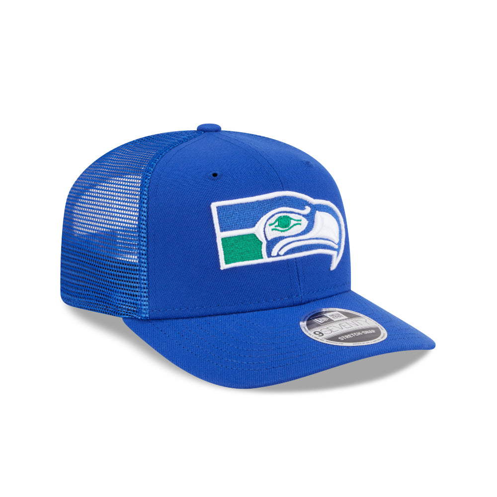 Seattle Seahawks New Era 9SEVENTY Stretch-Snap-Trucker-Cap in Blau, Seitenansicht