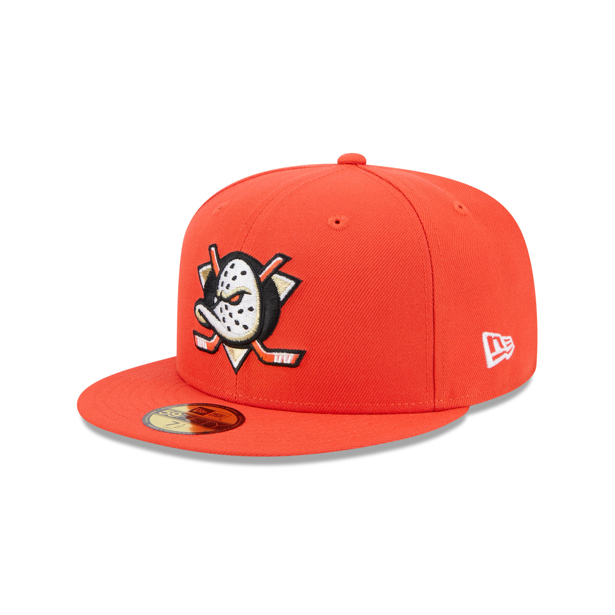 Anaheim Ducks New Era OTC 59FIFTY Fitted NHL Cap in Schwarz, Seitenansicht geschniegelt.