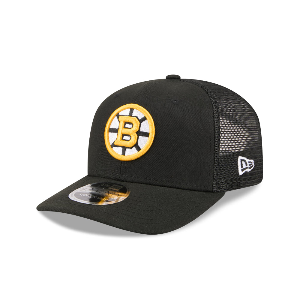 Boston Bruins New Era 9SEVENTY Stretch Snap NHL Trucker Cap in Schwarz mit Logo vorne