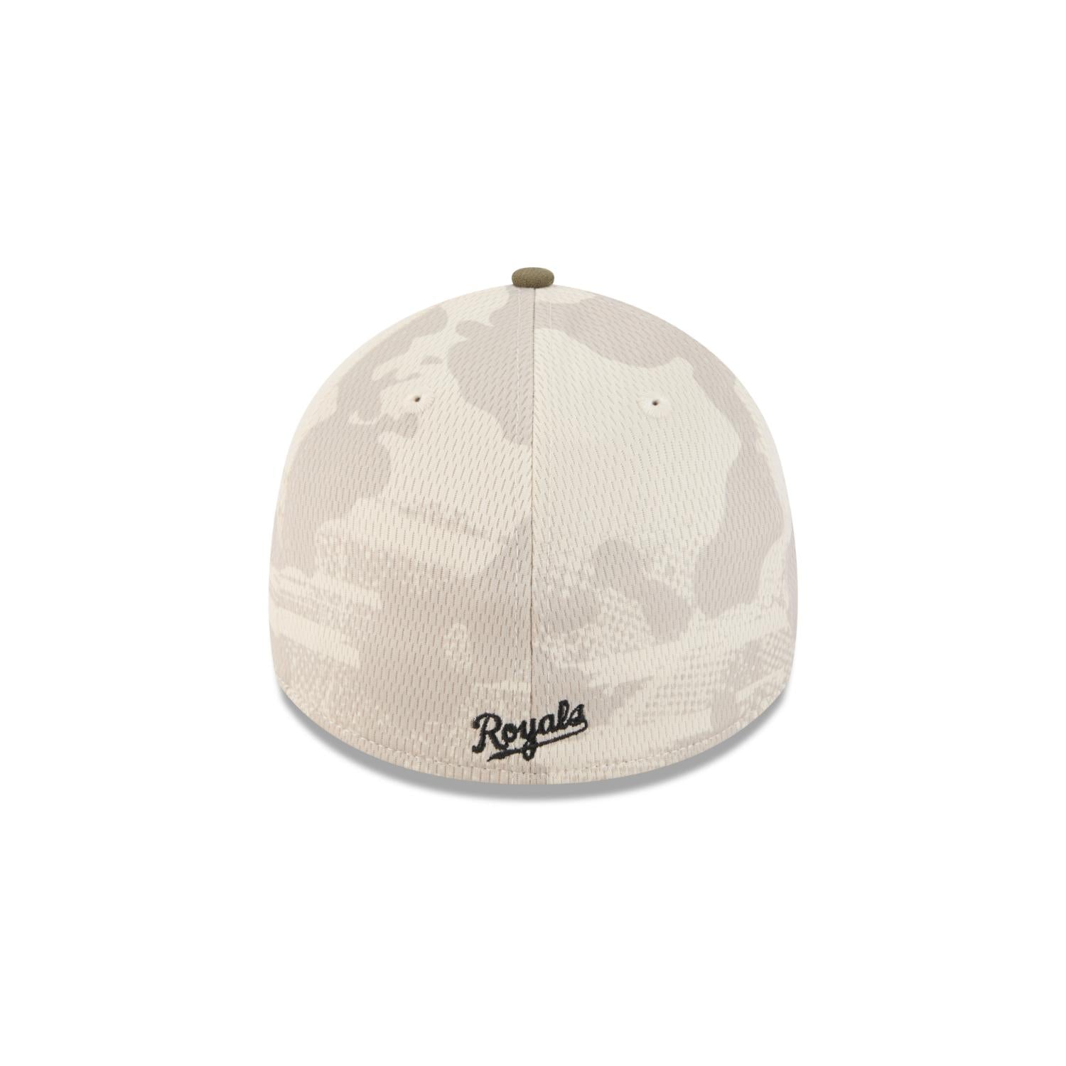 Kansas City Royals 2025 MLB Armed Forces New Era 39THIRTY Flex Cap Beige