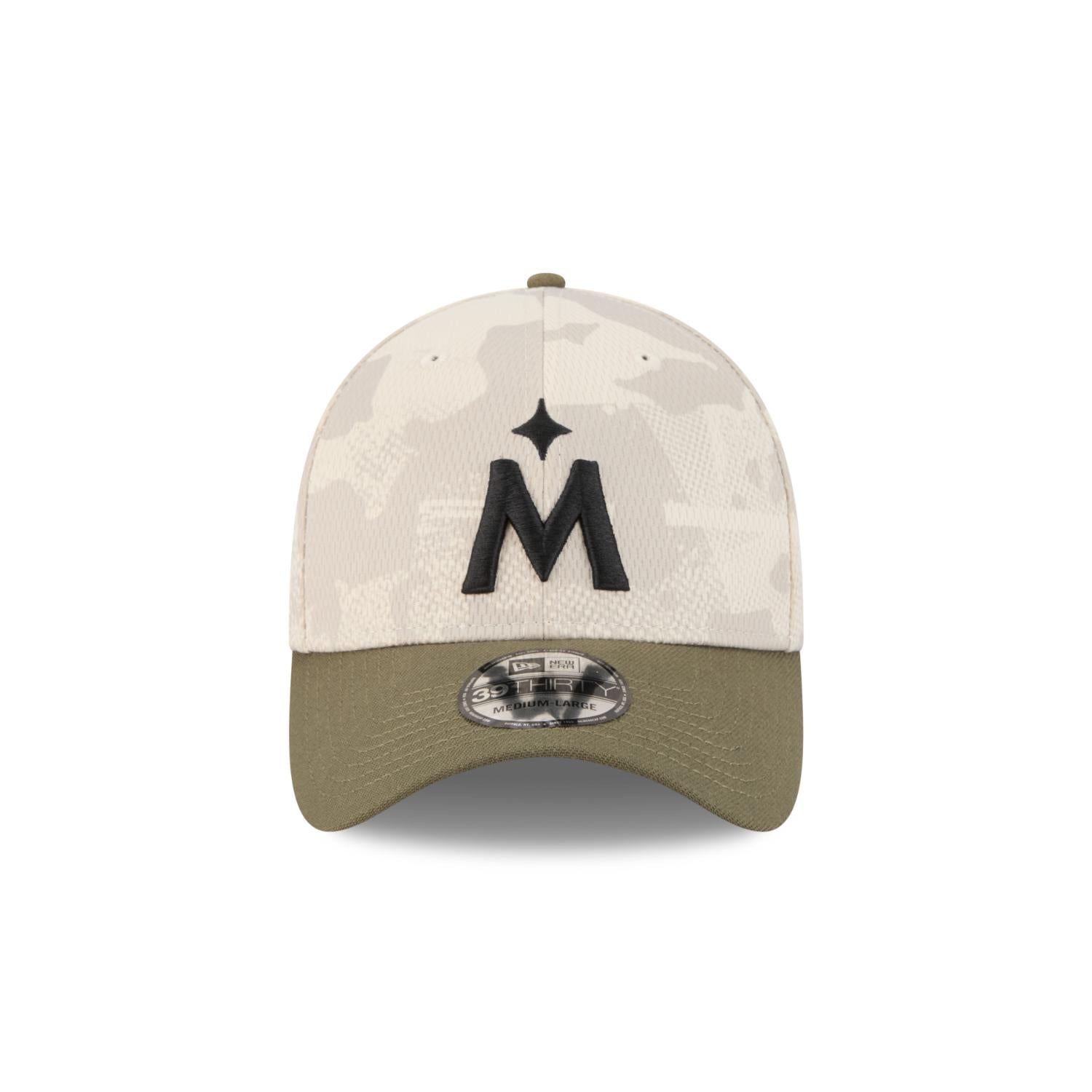 Minnesota Twins 2025 MLB Armed Forces New Era 39THIRTY Flex Cap Beige