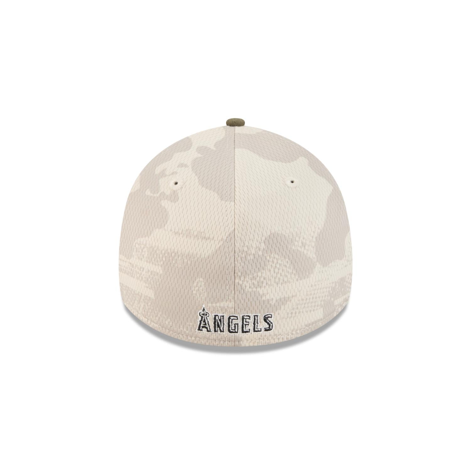 Anaheim Angels 2025 MLB Armed Forces New Era 39THIRTY Flex Cap Beige