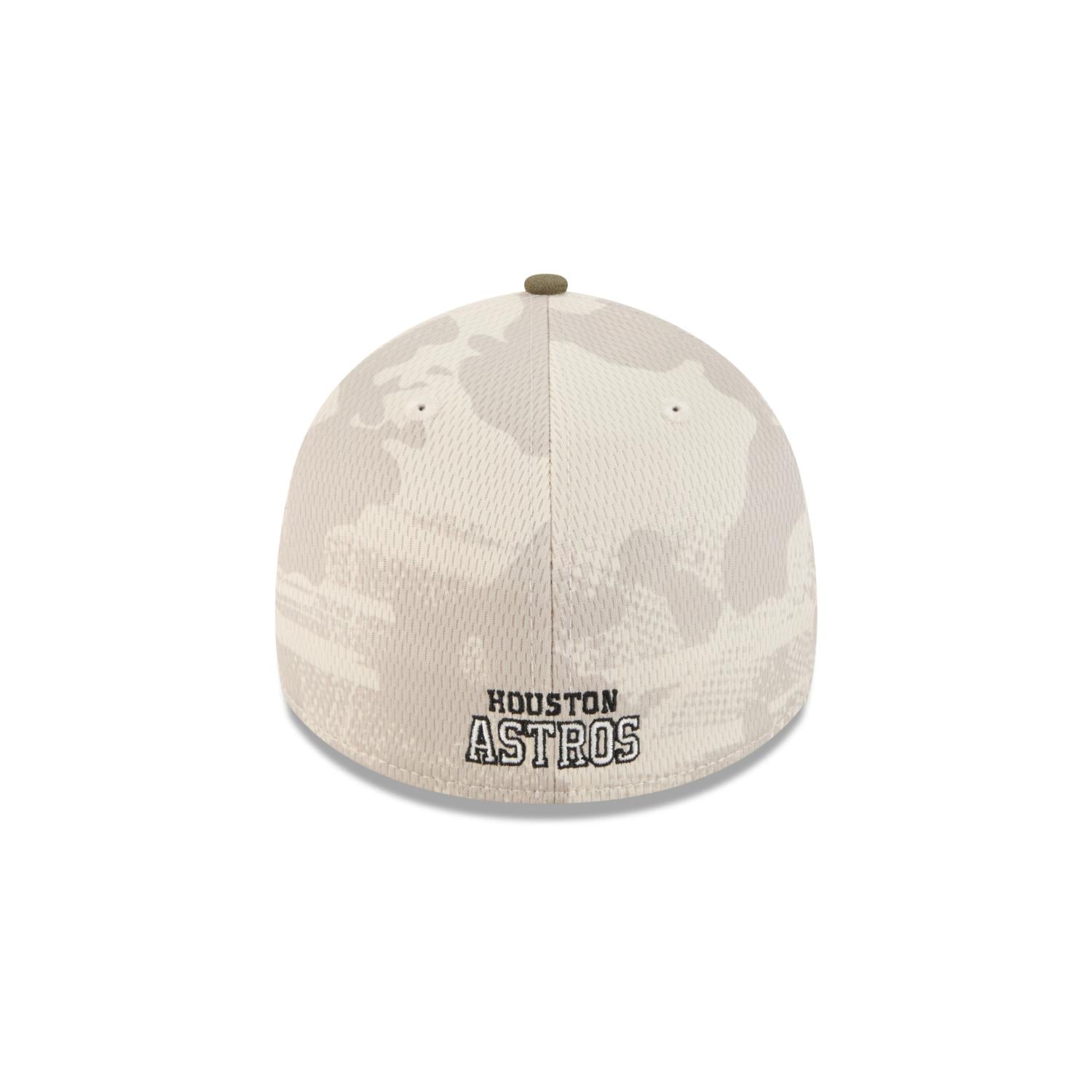 Houston Astros 2025 MLB Armed Forces New Era 39THIRTY Flex Cap Beige