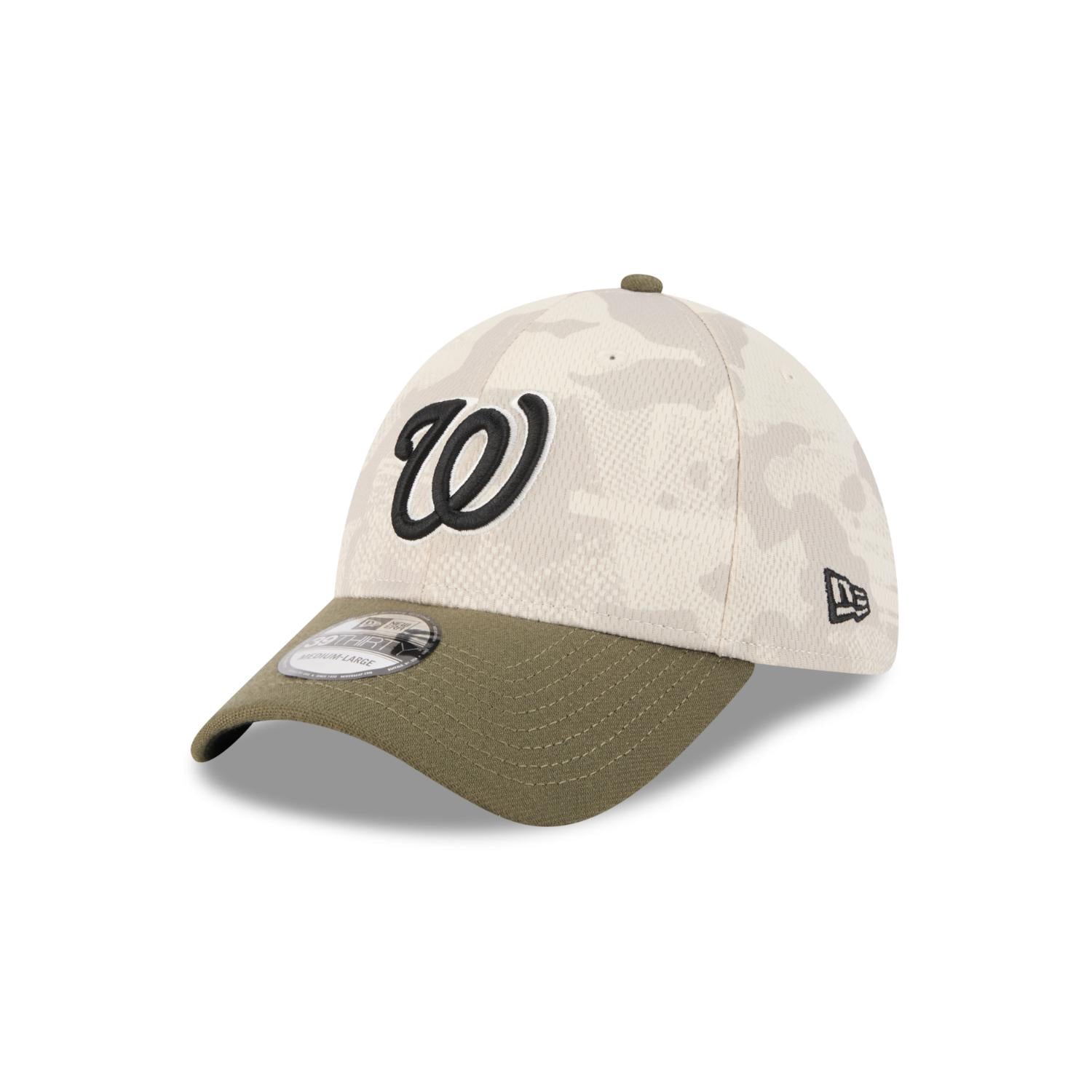 Washington Nationals 2025 MLB Armed Forces New Era 39THIRTY Flex Cap Beige