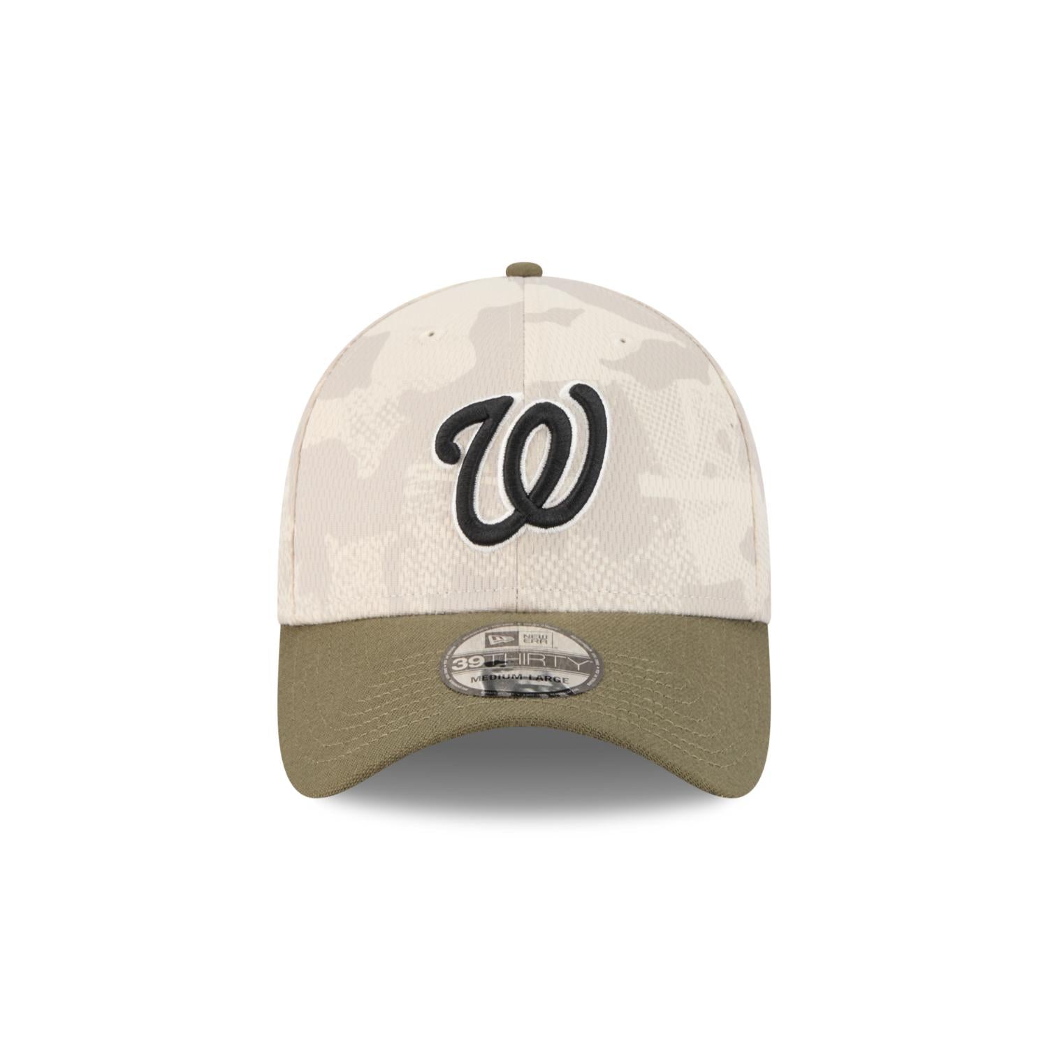 Washington Nationals 2025 MLB Armed Forces New Era 39THIRTY Flex Cap Beige