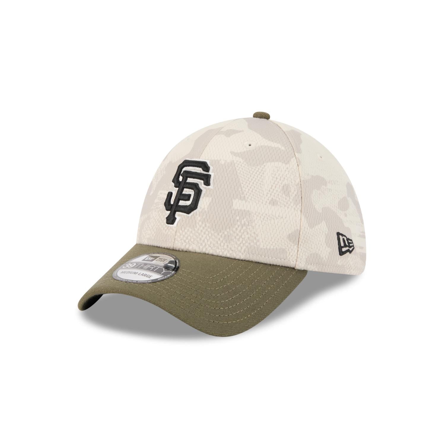 San Francisco Giants 2025 MLB Armed Forces New Era 39THIRTY Flex Cap Beige