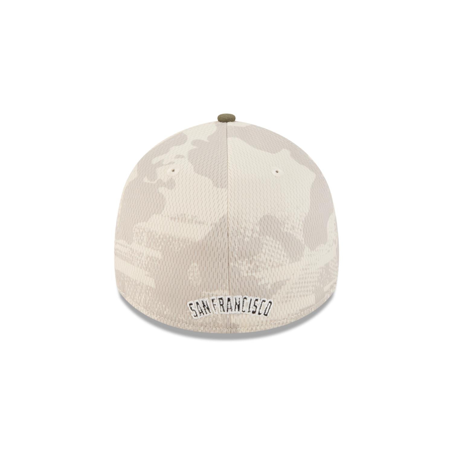 San Francisco Giants 2025 MLB Armed Forces New Era 39THIRTY Flex Cap Beige