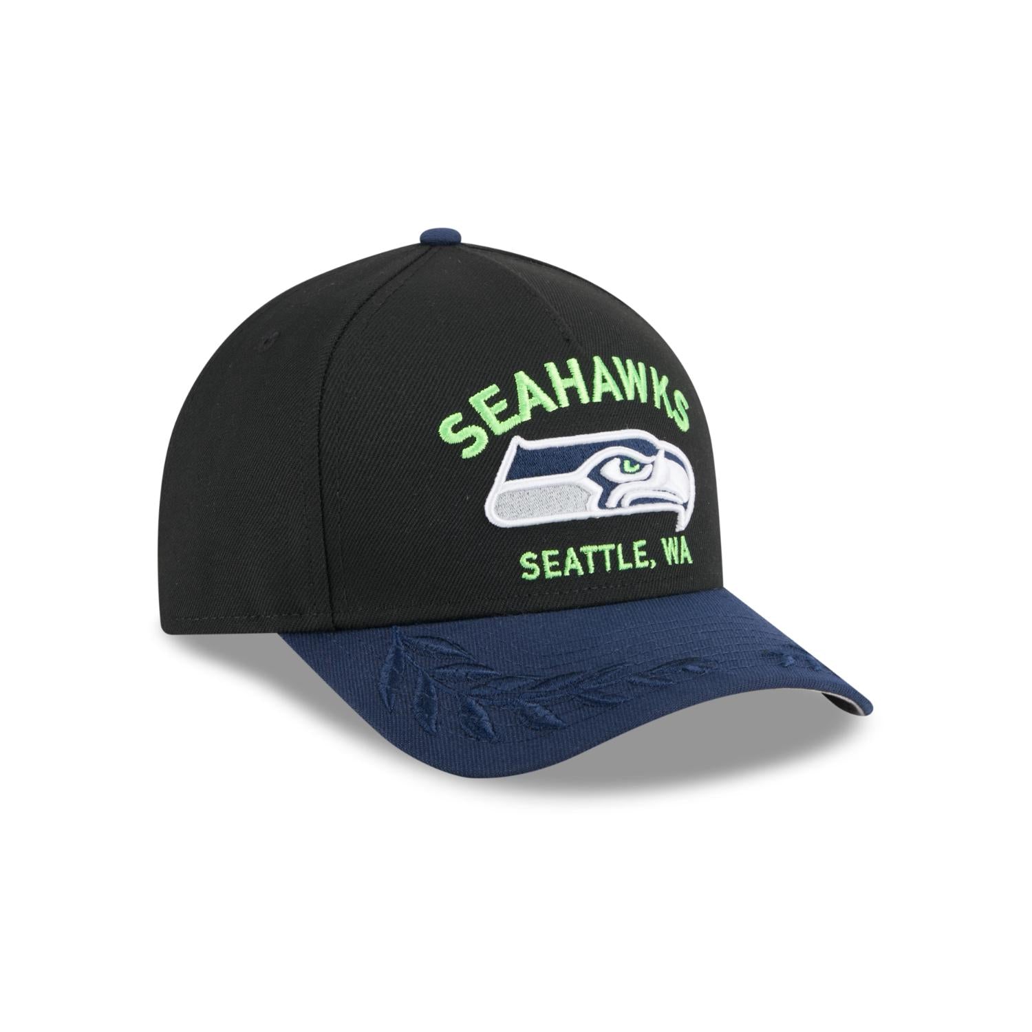 Seattle Seahawks 2025 NFL Draft 9FORTY M-Crown A-Frame Snapback Cap Schwarz