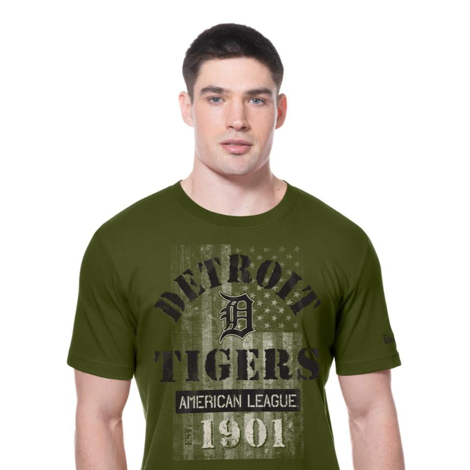 Detroit Tigers New Era MLB 2025 Armed Forces T-Shirt Olivegrün