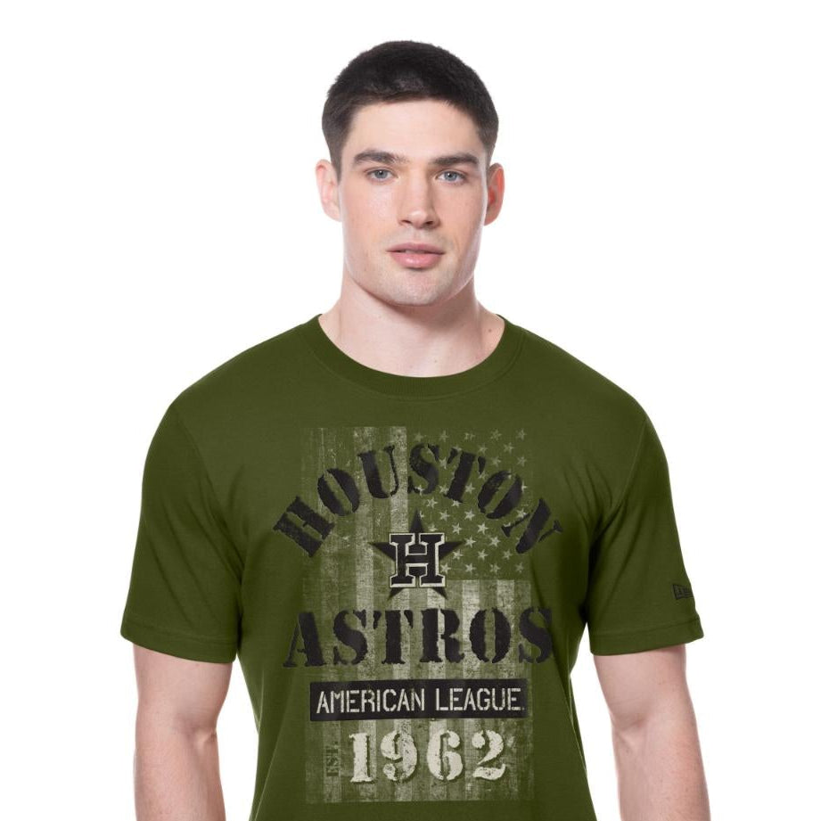 Houston Astros New Era MLB 2025 Armed Forces T-Shirt Olivegrün
