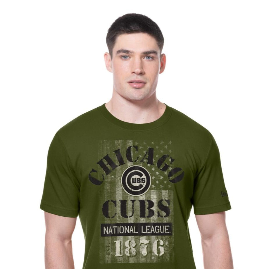 Chicago Cubs New Era MLB 2025 Armed Forces T-Shirt Olivegrün