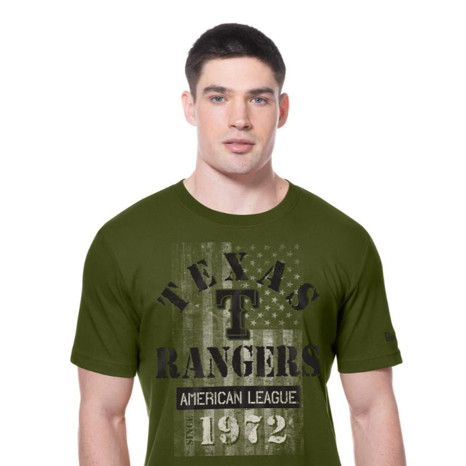 Texas Rangers New Era MLB 2025 Armed Forces T-Shirt Olivegrün