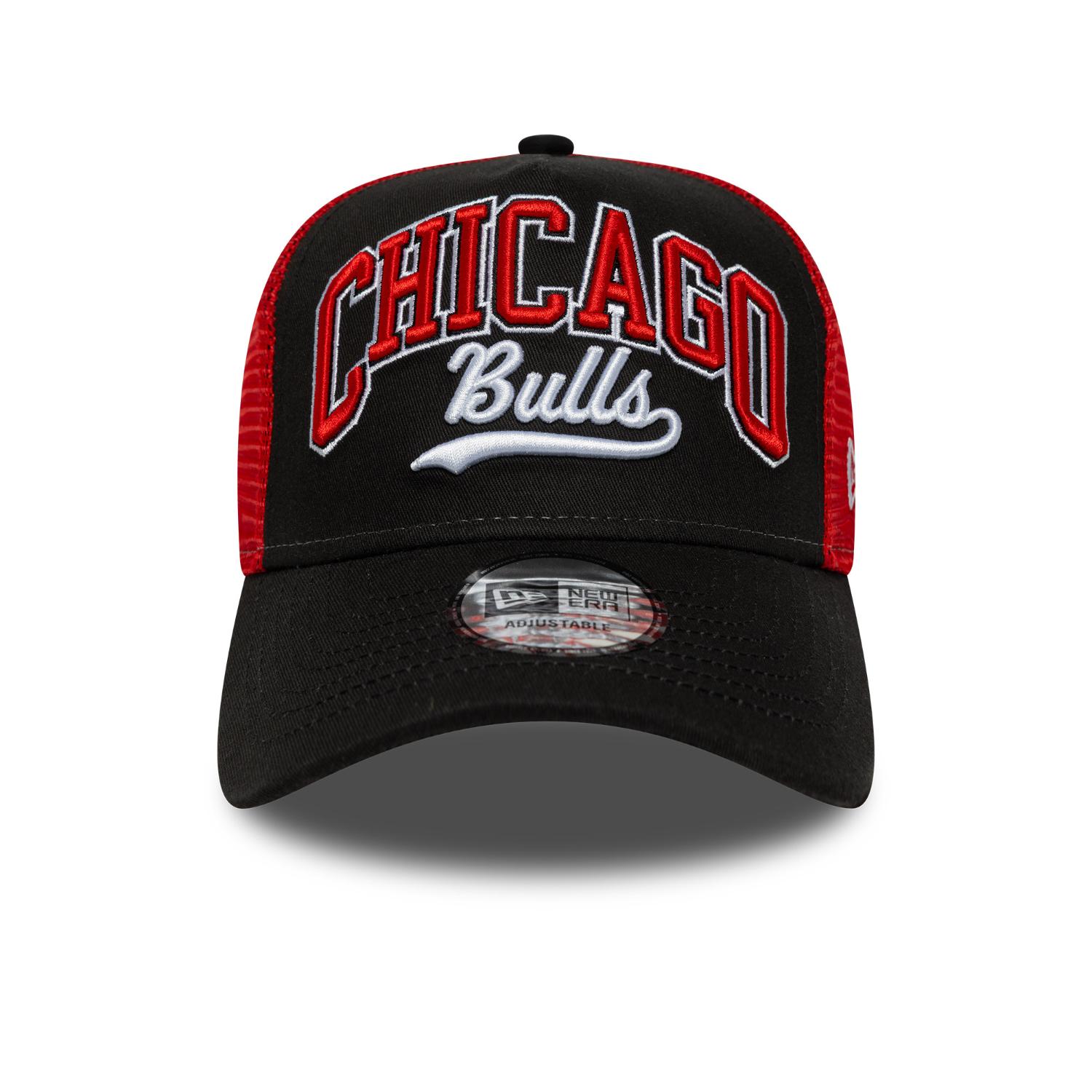 Chicago Bulls New Era NBA Script 9FORTY E-Frame Trucker Cap Schwarz