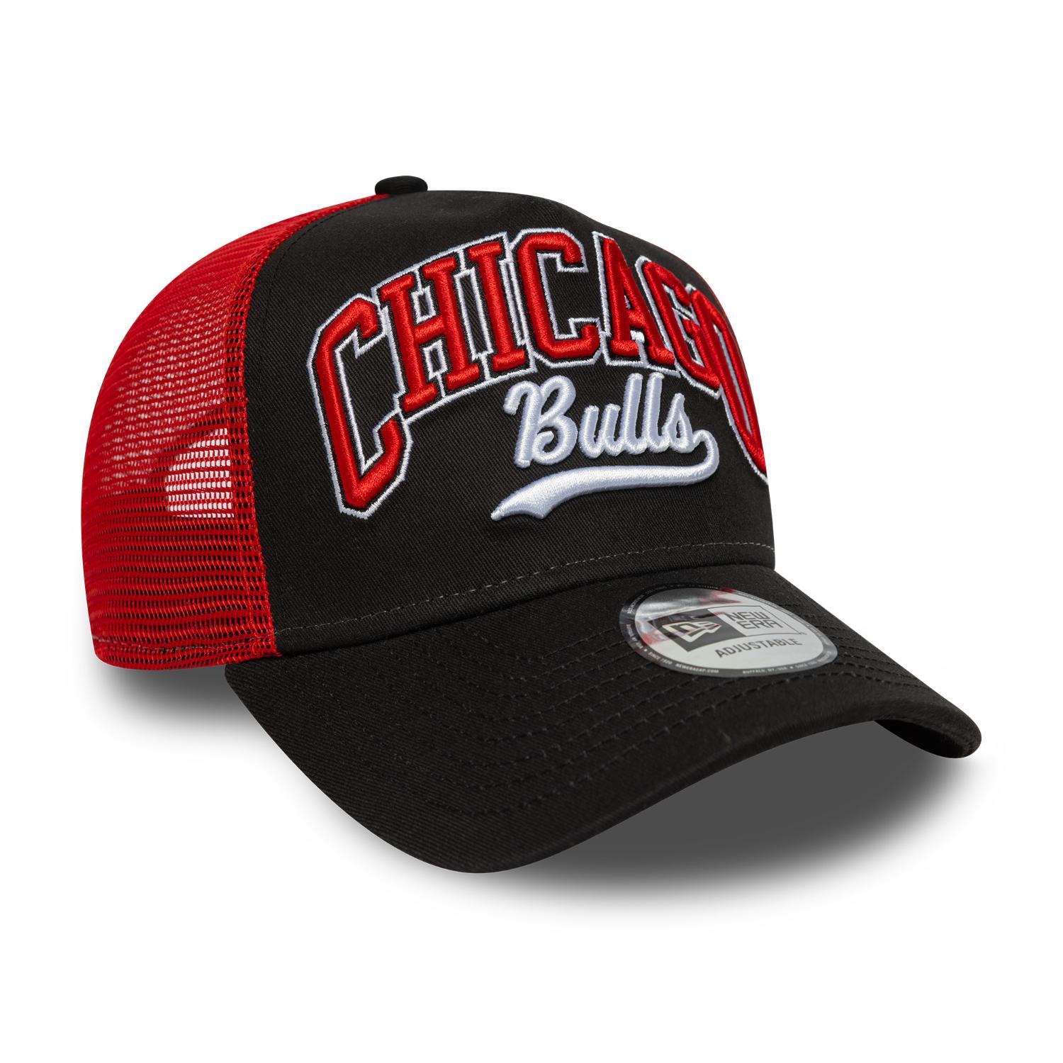 Chicago Bulls New Era NBA Script 9FORTY E-Frame Trucker Cap Schwarz