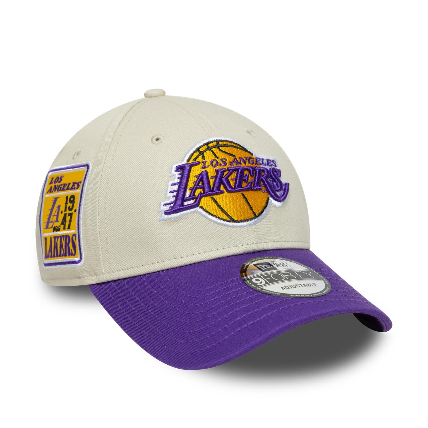 Los Angeles Lakers New Era Contrast Patch 9FORTY Verstellbare NBA Cap Beige